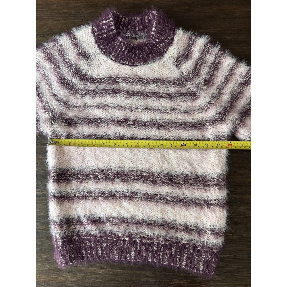 Pilcro Baby Sweater Short Sleeve Pink Striped Fuzzy Cozy M - Picture 11 of 12